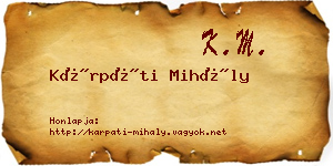 Kárpáti Mihály névjegykártya