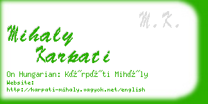 mihaly karpati business card